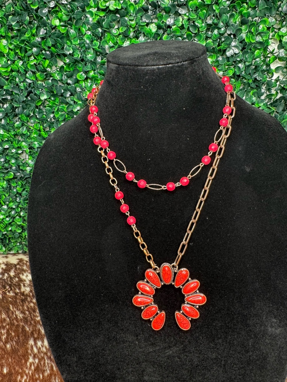 Women’s Red Statement Pendant Necklace by